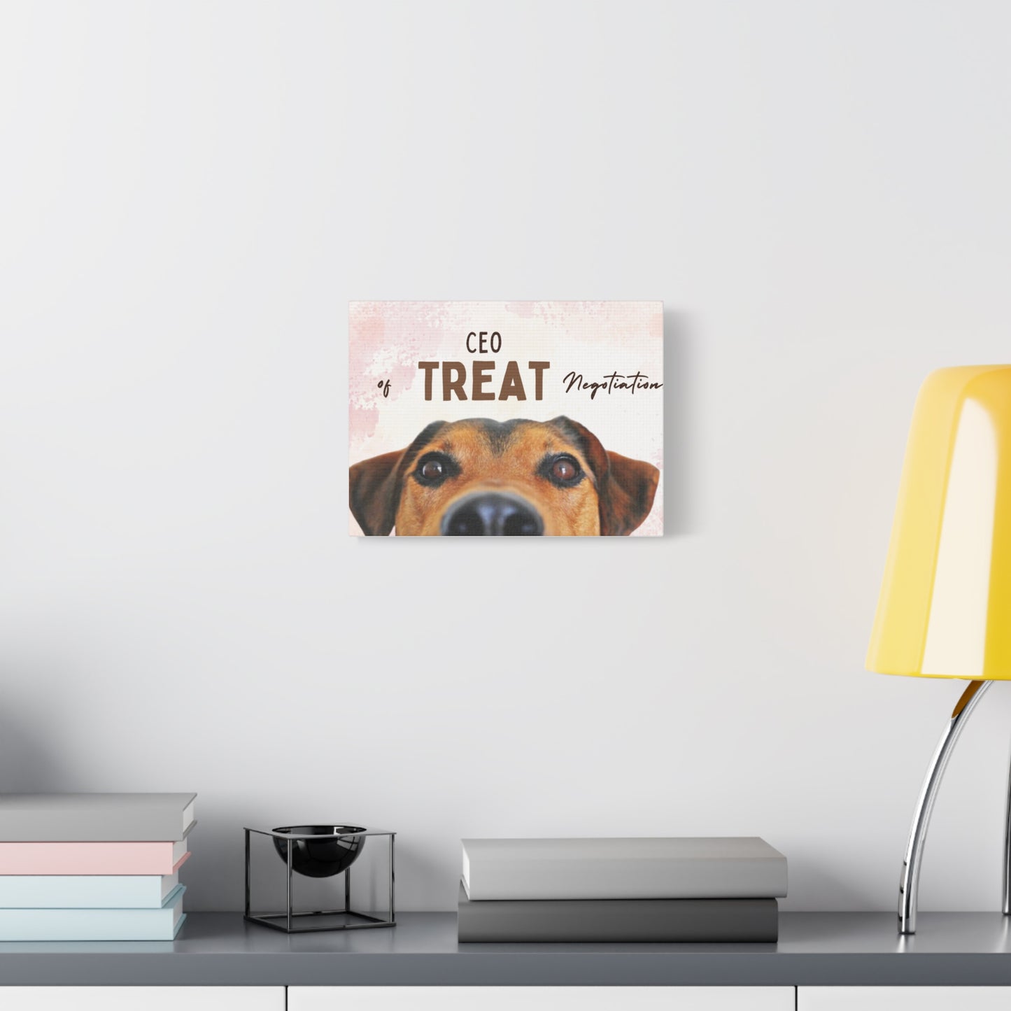 Dog-Themed Canvas Art, CEO of Treat Negotiation, Pet Lover Decor, Funny Dog Artwork, Gift for Dog Owners, Animal Wall Art