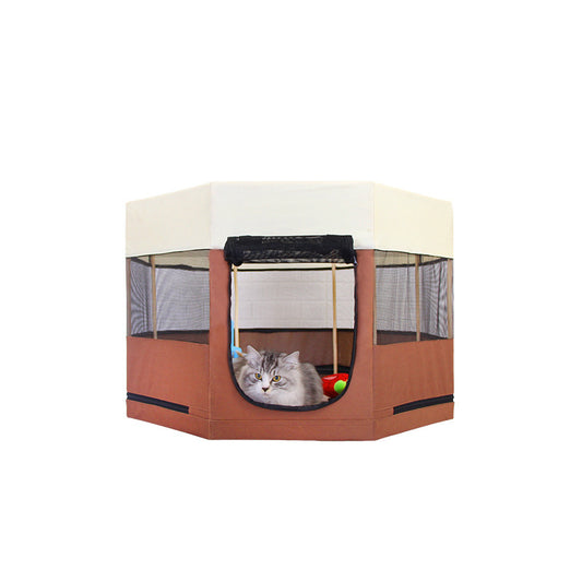 Solid Wood Bracket Octagonal Fence Oxford Cloth Waterproof And Scratch Resistant Cat Kennel Pet Supplies