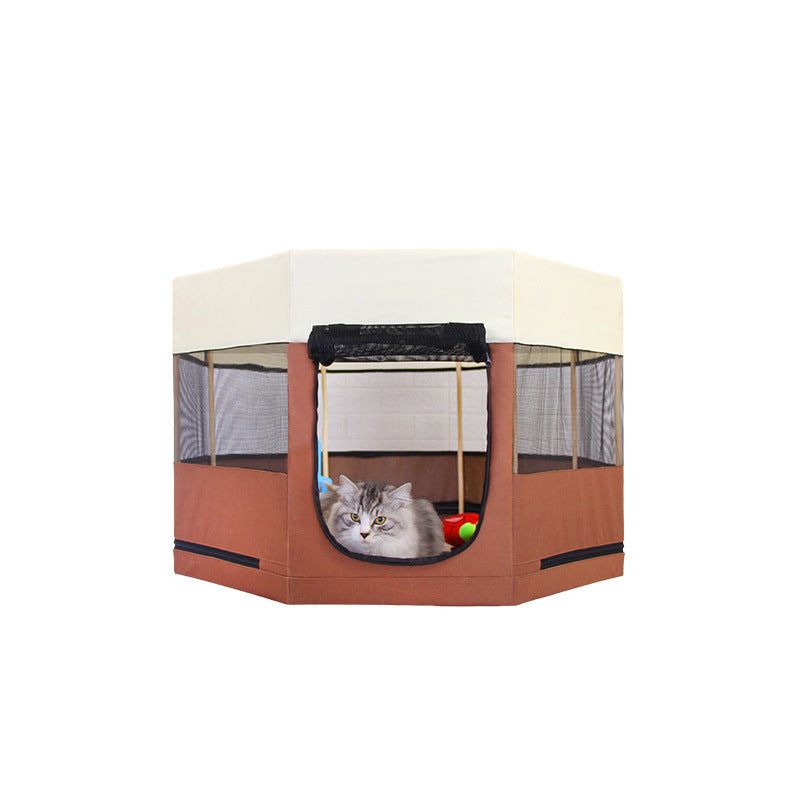 Solid Wood Bracket Octagonal Fence Oxford Cloth Waterproof And Scratch Resistant Cat Kennel Pet Supplies
