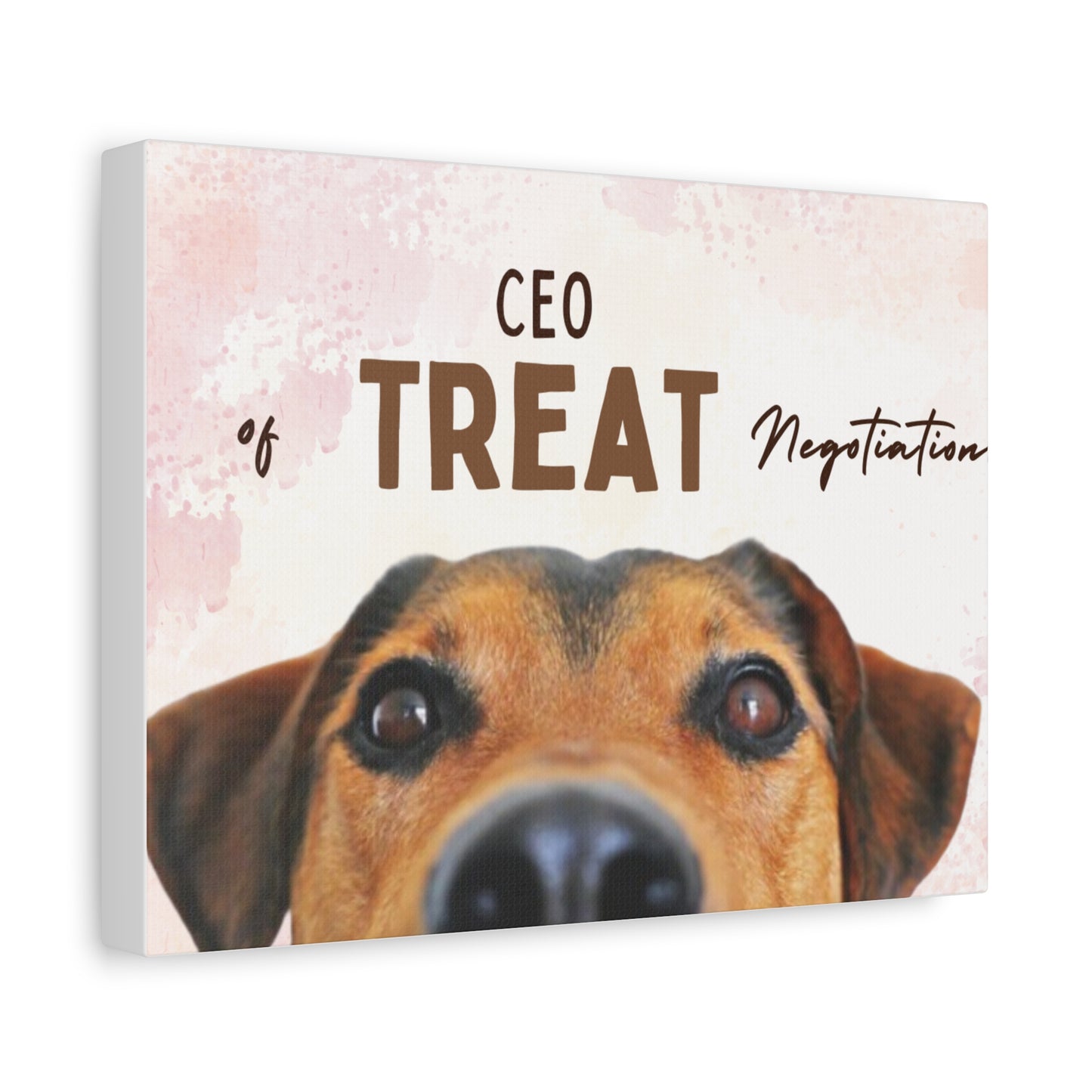 Dog-Themed Canvas Art, CEO of Treat Negotiation, Pet Lover Decor, Funny Dog Artwork, Gift for Dog Owners, Animal Wall Art